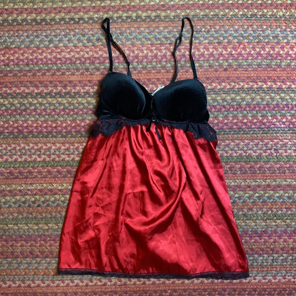 SANTA BABY BLACK VELVET RED SATIN DRESS